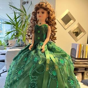 Elegant Green Princess Doll Quince Anos
